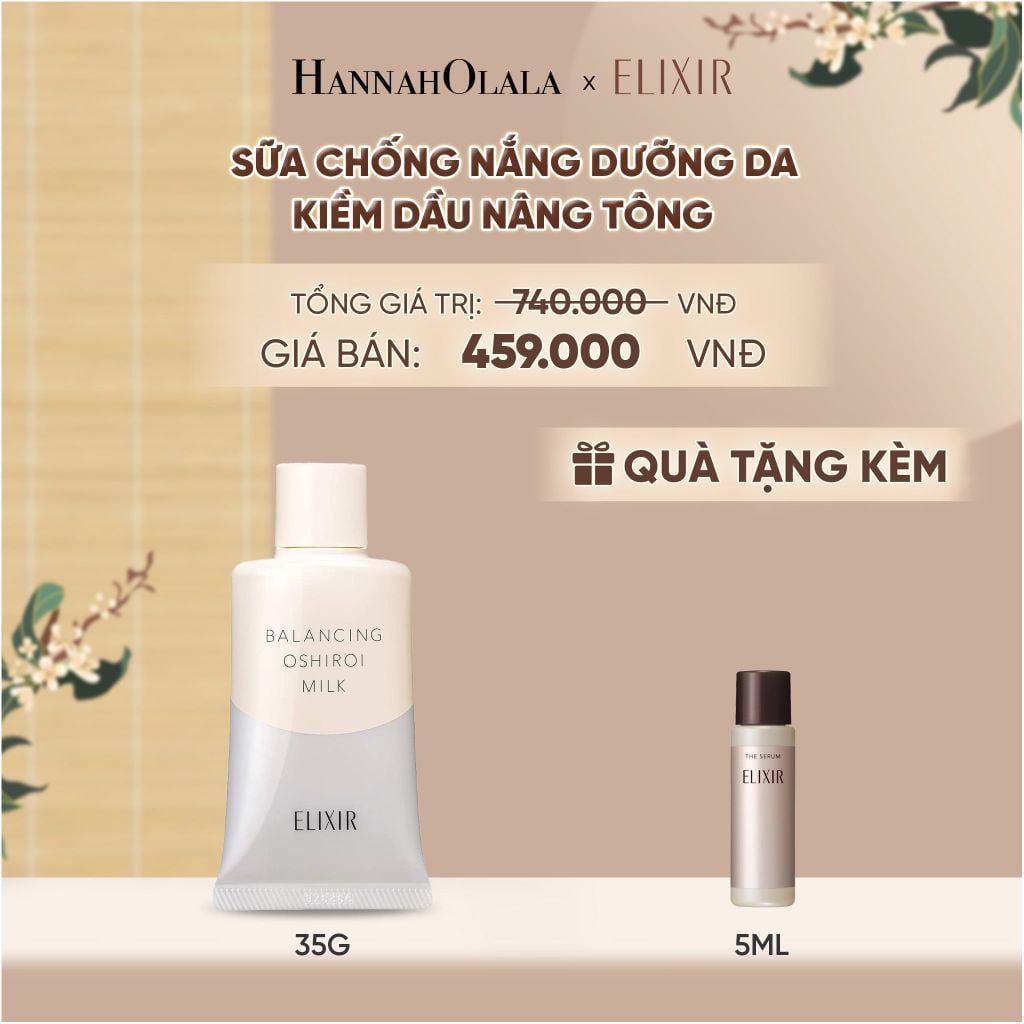  SỮA CHỐNG NẮNG DƯỠNG DA NÂNG TÔNG KIỀM DẦU ELIXIR REFLET BALANCING OSHIROI MILK C 35G - DEAL 26 - A1275 