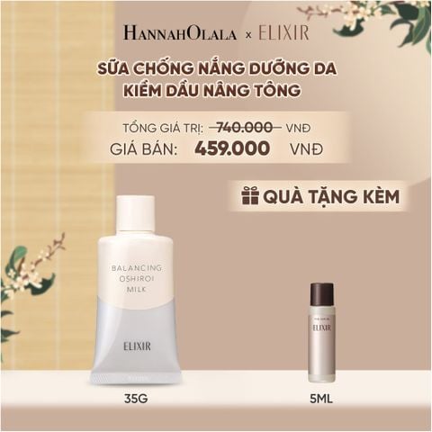  SỮA CHỐNG NẮNG DƯỠNG DA NÂNG TÔNG KIỀM DẦU ELIXIR REFLET BALANCING OSHIROI MILK C 35G - DEAL 26 - A1275 