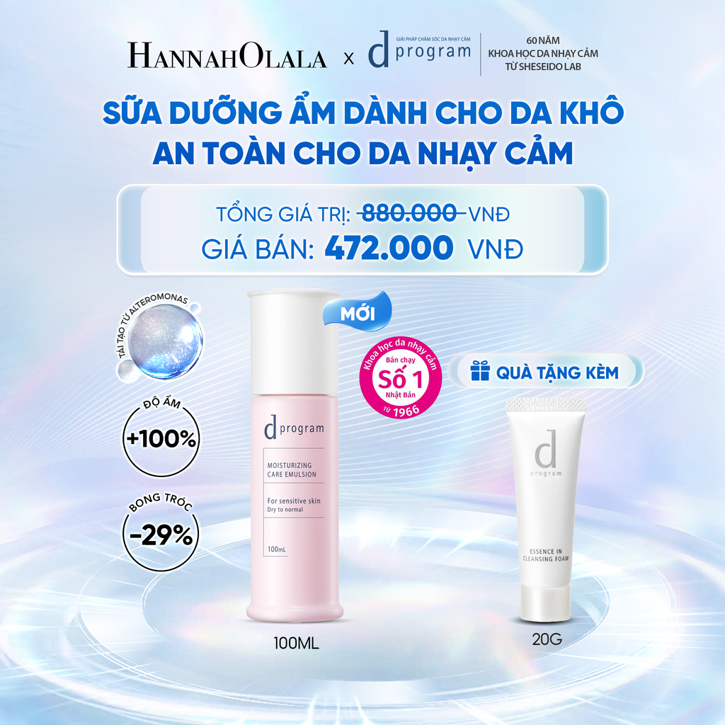  [MỚI] SỮA DƯỠNG ẨM TỐI ƯU CHO DA NHẠY CẢM DPROGRAM MOISTURIZING CARE EMULSION 100ML - DEAL 16 - C44 
