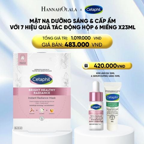  HỘP 6 MẶT NẠ LÀM SÁNG DỊU LÀNH CHO DA NHẠY CẢM CETAPHIL BRIGHT HEALTHY RADIANCE FACE MASK - DEAL 16: 