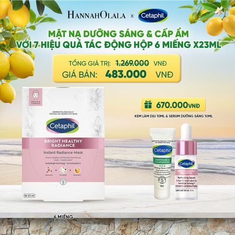  HỘP 6 MẶT NẠ LÀM SÁNG DỊU LÀNH CHO DA NHẠY CẢM CETAPHIL BRIGHT HEALTHY RADIANCE FACE MASK DEAL 16: 