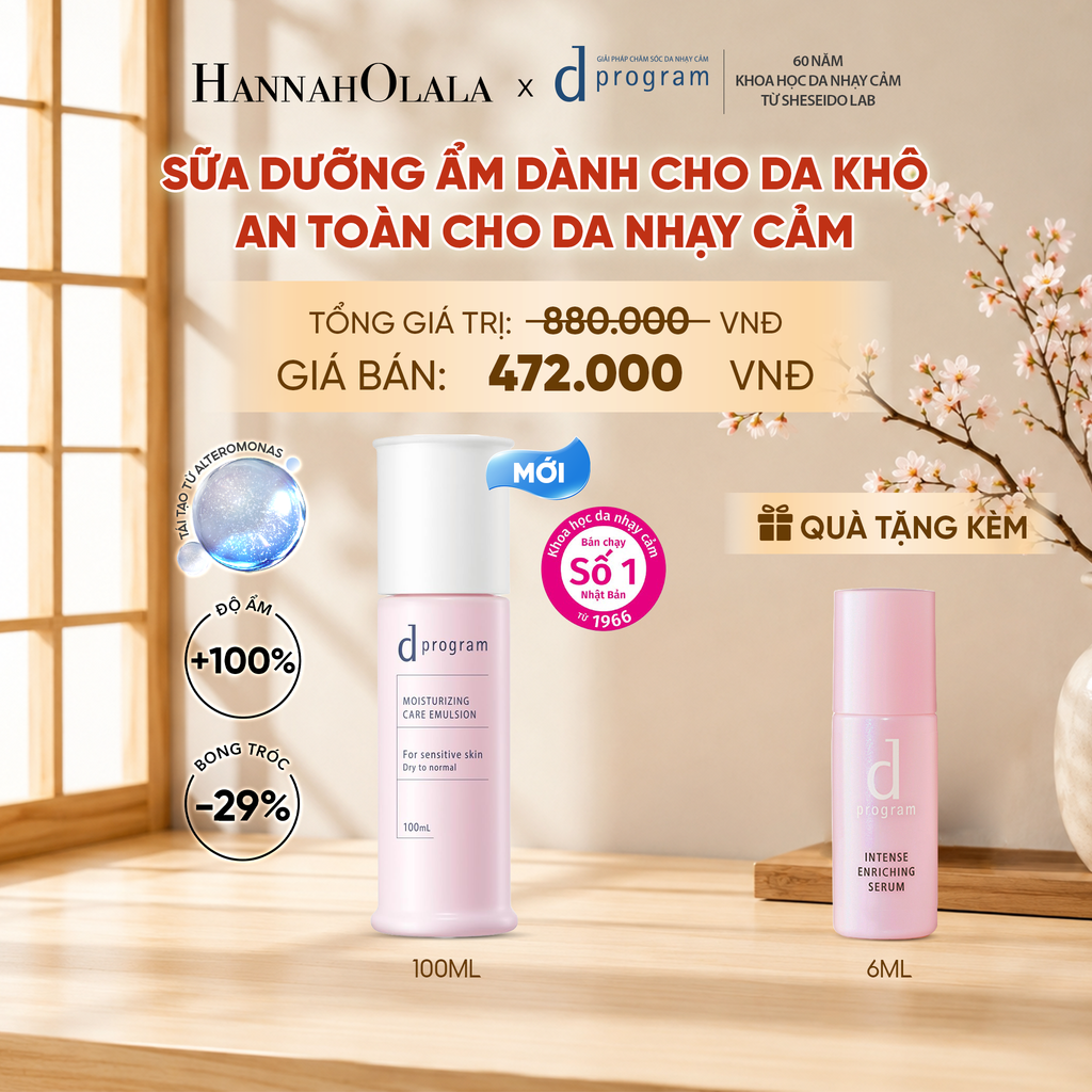  [MỚI] SỮA DƯỠNG ẨM TỐI ƯU CHO DA NHẠY CẢM DPROGRAM MOISTURIZING CARE EMULSION 100ML - DEAL 16 