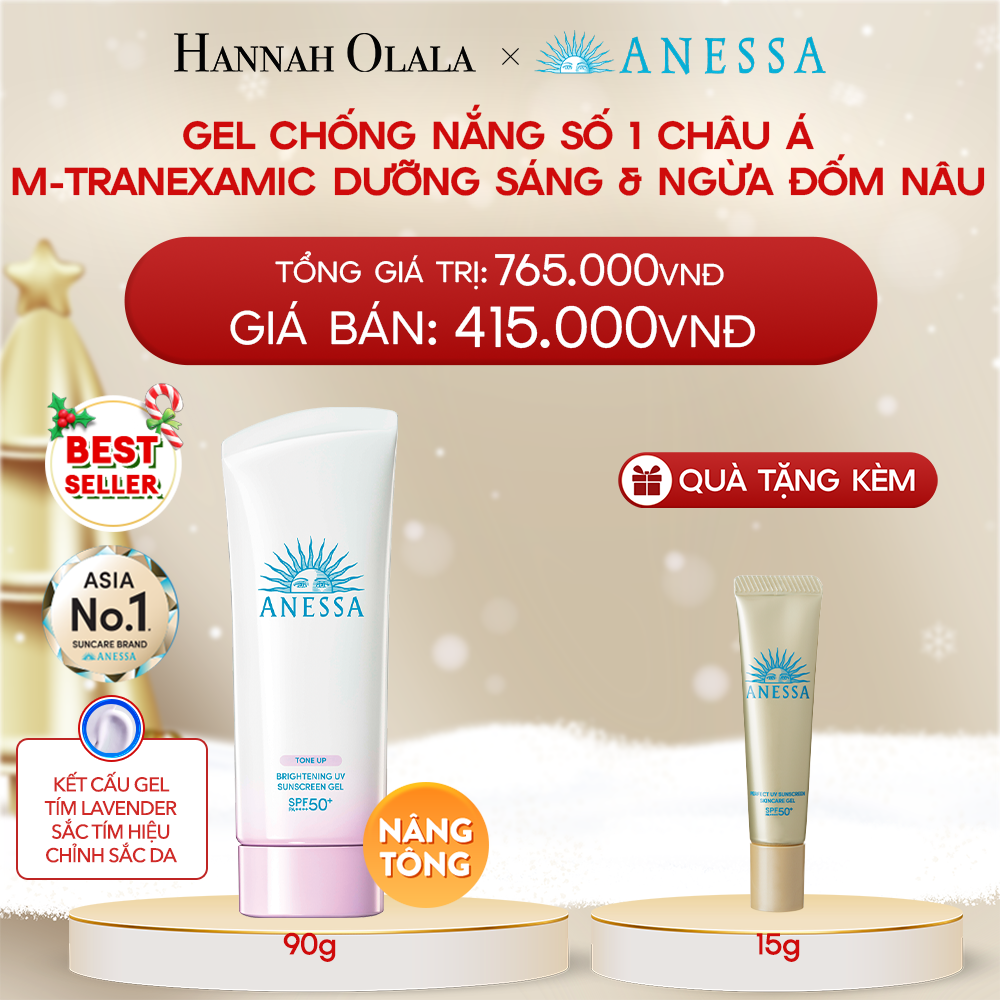  DEAL 16: GEL CHỐNG NẮNG DƯỠNG SÁNG NÂNG TÔNG & HIỆU CHỈNH SẮC TÍM ANESSA BRIGHTENING GEL SPF50+ PA++++ 90G 