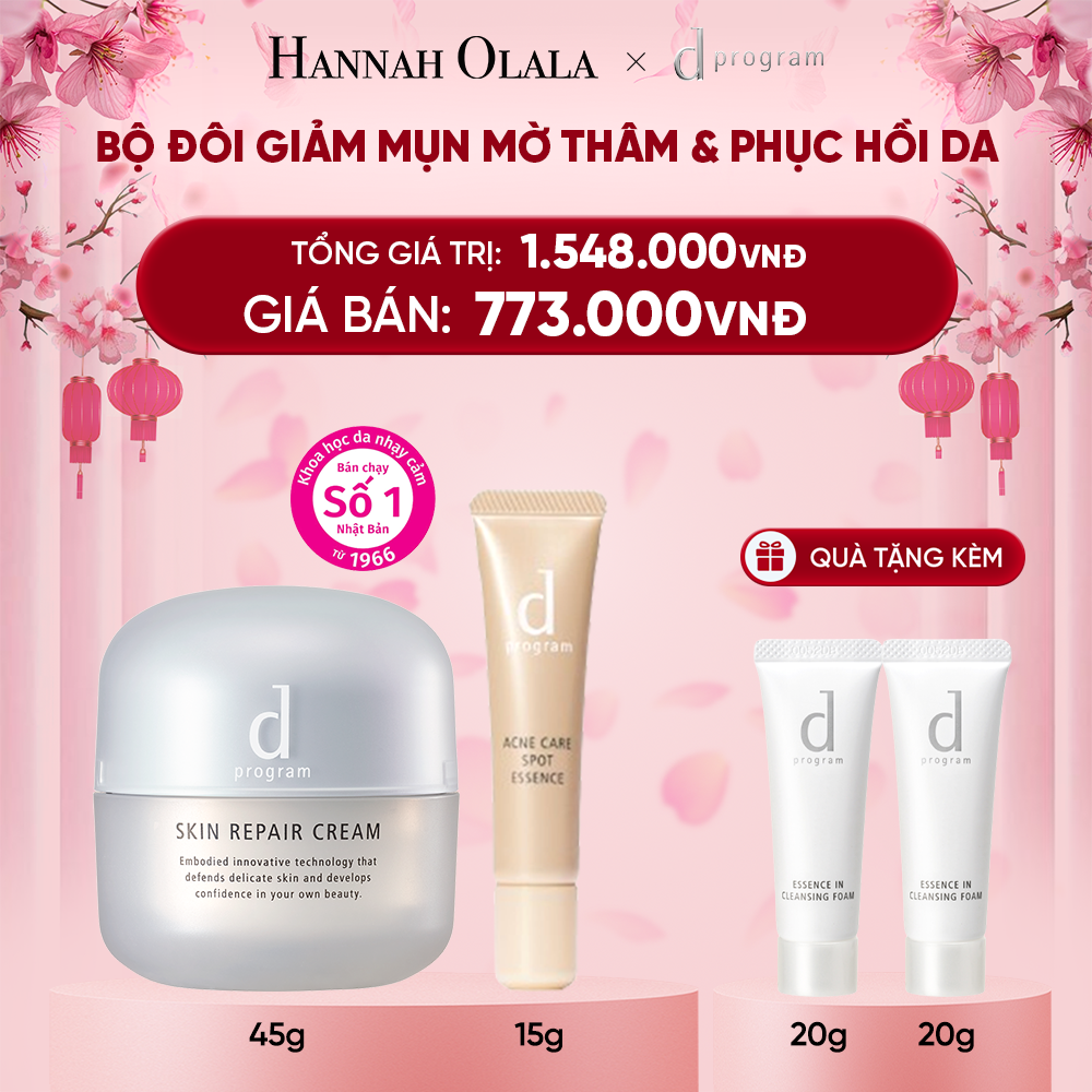  DEAL 16: COMBO ESSENCE GIẢM MỤN VÀ LÀM MỜ VẾT THÂM D PROGRAM ACNE CARE SPOT ESSENCE 15G VÀ KEM DƯỠNG PHỤC HỒI DA MICROBIOME SKIN REPAIR CREAM 45G 