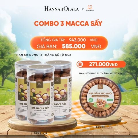  COMBO 3 MACCA TẶNG ĐIỀU XẾP HOA 500G - DEAL 16: 