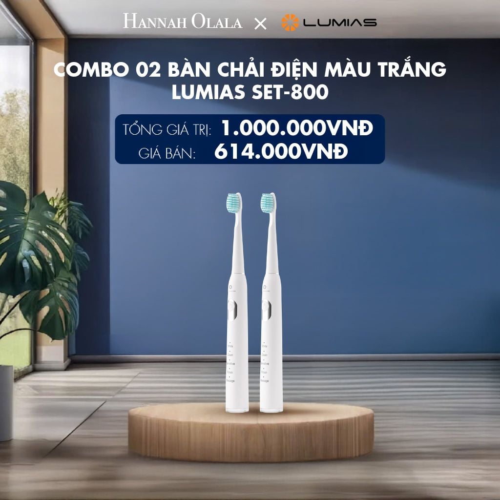  COMBO 02 BÀN CHẢI ĐIỆN MÀU TRẮNG LUMIAS SET-800 - DEAL 17 