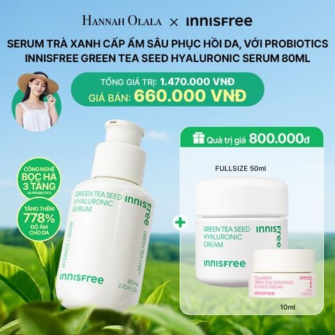  DEAL 17: SERUM TRÀ XANH CẤP ẨM SÂU PHỤC HỒI DA, VỚI PROBIOTICS INNISFREE GREEN TEA SEED HYALURONIC SERUM 80ML 