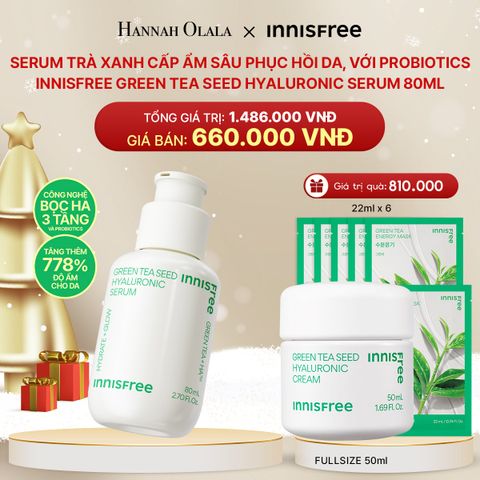  DEAL 17: SERUM TRÀ XANH CẤP ẨM SÂU PHỤC HỒI DA, VỚI PROBIOTICS INNISFREE GREEN TEA SEED HYALURONIC SERUM 80ML 