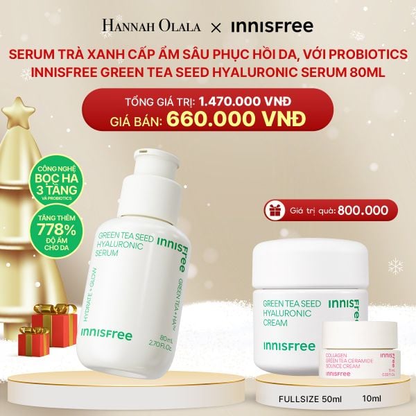  A1014_DEAL 17: SERUM TRÀ XANH CẤP ẨM SÂU PHỤC HỒI DA, VỚI PROBIOTICS INNISFREE GREEN TEA SEED HYALURONIC SERUM 80ML 