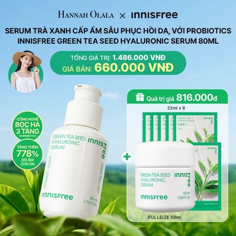  DEAL 17: SERUM TRÀ XANH CẤP ẨM SÂU PHỤC HỒI DA, VỚI PROBIOTICS INNISFREE GREEN TEA SEED HYALURONIC SERUM 80ML 