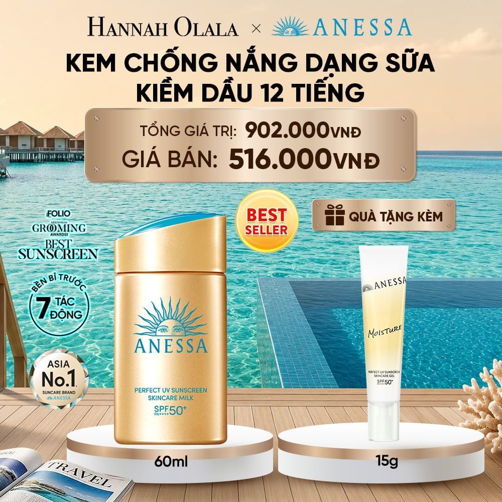  SỮA CHỐNG NẮNG DƯỠNG DA KIỀM DẦU BẢO VỆ HOÀN HẢO ANESSA GOLD MILK SPF50+ PA++++ 60ML - DEAL 17_ D237 