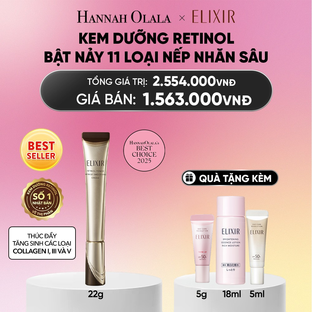  KEM DƯỠNG DA CẢI THIỆN 11 LOẠI NẾP NHĂN SÂU ELIXIR RETINOL POWER WRINKLE SMOOTHING CREAM 22G ( PHIÊN BẢN CẢI TIẾN MỚI) - DEAL 17_A1629 