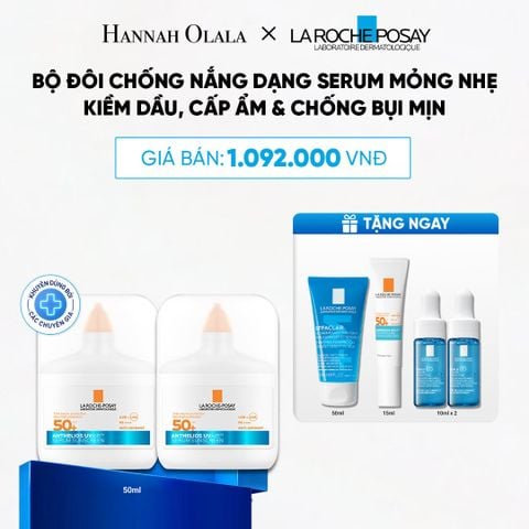  BỘ ĐÔI CHỐNG NẮNG DẠNG SERUM MỎNG NHẸ KIỀM DẦU 16H, CẤP ẨM 24H & CHỐNG BỤI MỊN LA ROCHE-POSAY ANTHELIOS UVAIR SPF50+ 50ML - B67 