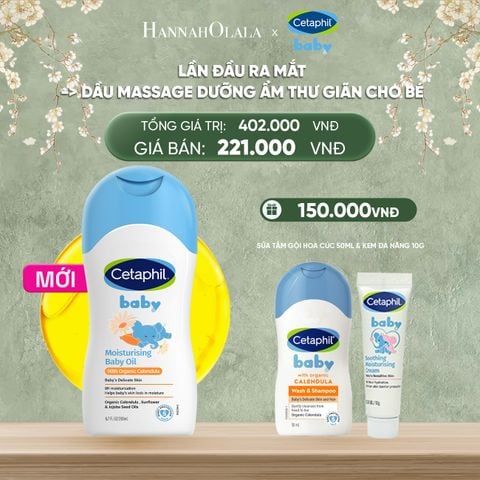  DEAL 17: DẦU MASSAGE DƯỠNG ẨM LÀM DỊU DA BÉ VỚI HOA CÚC CALENDULA HỮU CƠ CETAPHIL BABY MOISTURISING BABY OIL WITH ORGANIC CALENDULA 200ML 