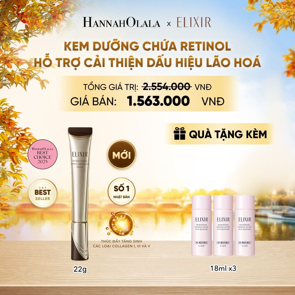  KEM DƯỠNG DA CẢI THIỆN 11 LOẠI NẾP NHĂN SÂU ELIXIR RETINOL POWER WRINKLE SMOOTHING CREAM 22G (PHIÊN BẢN CẢI TIẾN MỚI) - DEAL17 - E139 