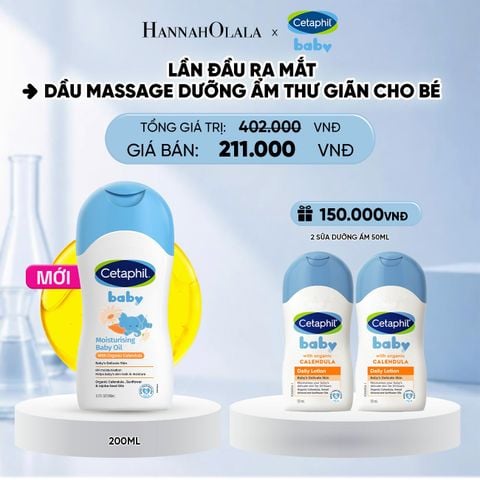  DẦU MASSAGE DƯỠNG ẨM LÀM DỊU DA BÉ VỚI HOA CÚC CALENDULA HỮU CƠ CETAPHIL BABY MOISTURISING BABY OIL WITH ORGANIC CALENDULA 200ML DEAL 17: 