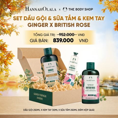  SET QUÀ TOÀN DIỆN - DẦU GỘI GINGER 250ML & SỮA TẮM 250ML & KEM TAY 30ML - E714 