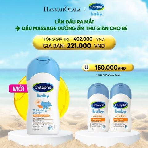  DEAL 17: DẦU MASSAGE DƯỠNG ẨM LÀM DỊU DA BÉ VỚI HOA CÚC CALENDULA HỮU CƠ CETAPHIL BABY MOISTURISING BABY OIL WITH ORGANIC CALENDULA 200ML 