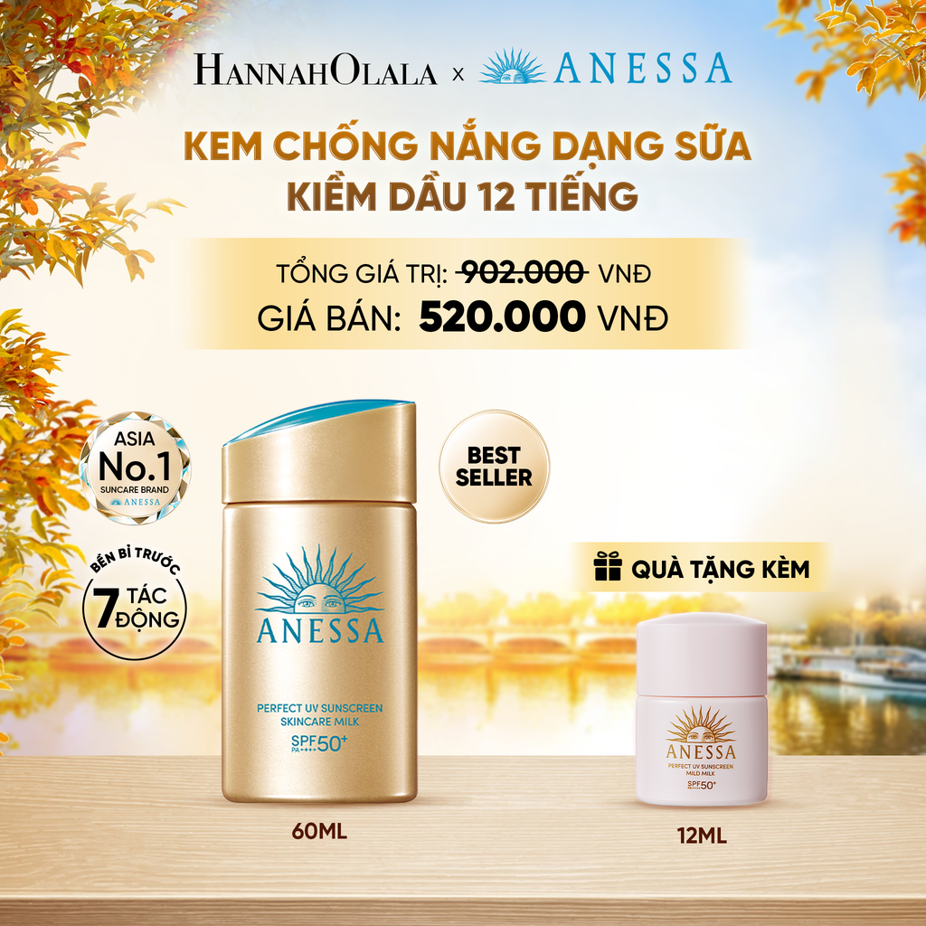  SỮA CHỐNG NẮNG DƯỠNG DA KIỀM DẦU BẢO VỆ HOÀN HẢO ANESSA GOLD MILK SPF50+ PA++++ 60ML - DEAL17 - E74 