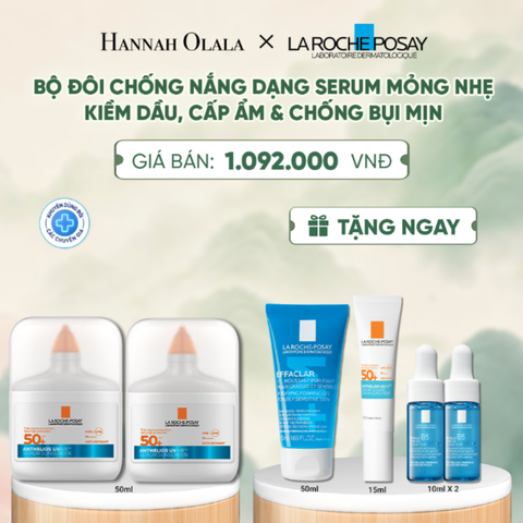  BỘ ĐÔI CHỐNG NẮNG DẠNG SERUM MỎNG NHẸ KIỀM DẦU 16H, CẤP ẨM 24H & CHỐNG BỤI MỊN LA ROCHE-POSAY ANTHELIOS UVAIR SPF50+ 50ML - A1152 