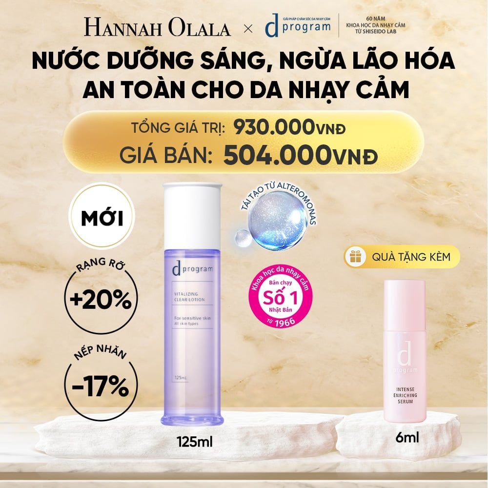  [MỚI] NƯỚC DƯỠNG ẨM SÁNG DA, CHĂM SÓC DA NHẠY CẢM & HỖ TRỢ NGĂN LÃO HÓA DPROGRAM VITALIZING CLEAR LOTION 125ML - DEAL 17 