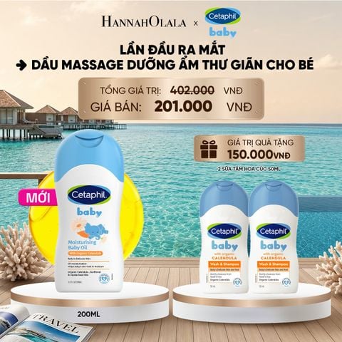  DEAL 17: DẦU MASSAGE DƯỠNG ẨM LÀM DỊU DA BÉ VỚI HOA CÚC CALENDULA HỮU CƠ CETAPHIL BABY MOISTURISING BABY OIL WITH ORGANIC CALENDULA 200ML_ A1930_ D950 