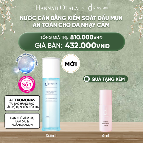 DEAL 17: [MỚI] NƯỚC DƯỠNG ẨM KIỀM DẦU NGỪA MỤN CHO DA NHẠY CẢM DPROGRAM BALANCING ACNE CARE LOTION 125ML 