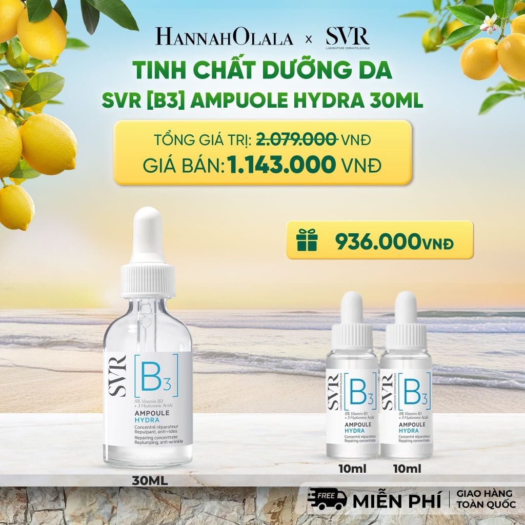  TINH CHẤT DƯỠNG DA, NGĂN NGỪA NẾP NHĂN, PHỤC HỒI DA VÀ DƯỠNG ẨM CHO DA SVR [B3] AMPOULE HYDRA 30ML - DEAL 17 