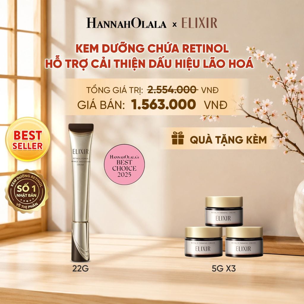  KEM DƯỠNG DA CẢI THIỆN 11 LOẠI NẾP NHĂN SÂU ELIXIR RETINOL POWER WRINKLE SMOOTHING CREAM 22G ( PHIÊN BẢN CẢI TIẾN MỚI) - DEAL 17 - B4 