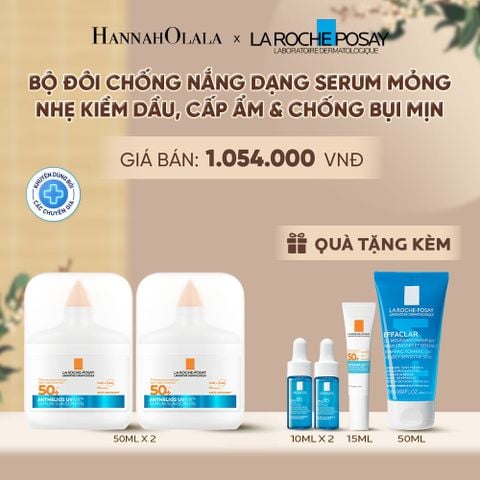  BỘ ĐÔI CHỐNG NẮNG DẠNG SERUM MỎNG NHẸ KIỀM DẦU 16H, CẤP ẨM 24H & CHỐNG BỤI MỊN LA ROCHE-POSAY ANTHELIOS UVAIR SPF50+ 50ML - A941 