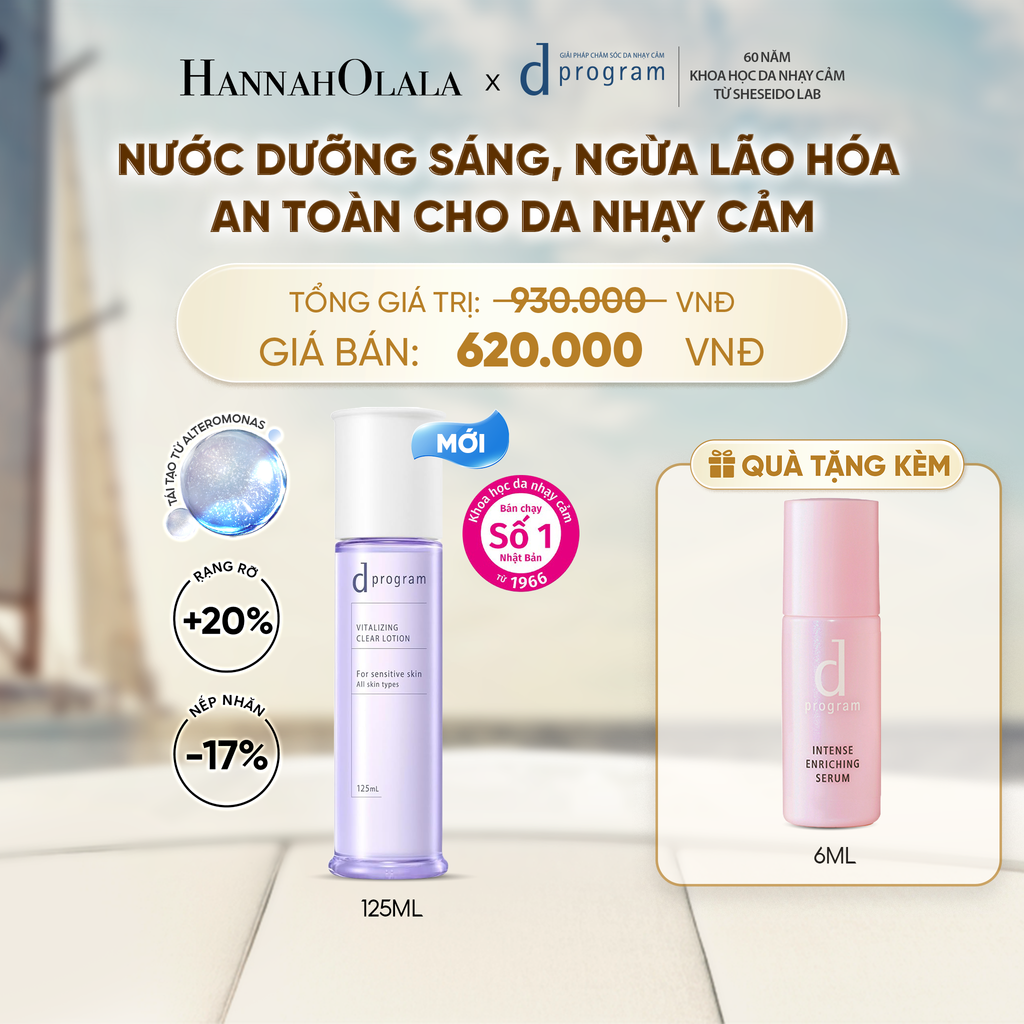  [MỚI] NƯỚC DƯỠNG ẨM SÁNG DA, CHĂM SÓC DA NHẠY CẢM & HỖ TRỢ NGĂN LÃO HÓA DPROGRAM VITALIZING CLEAR LOTION 125ML - DEAL 17 