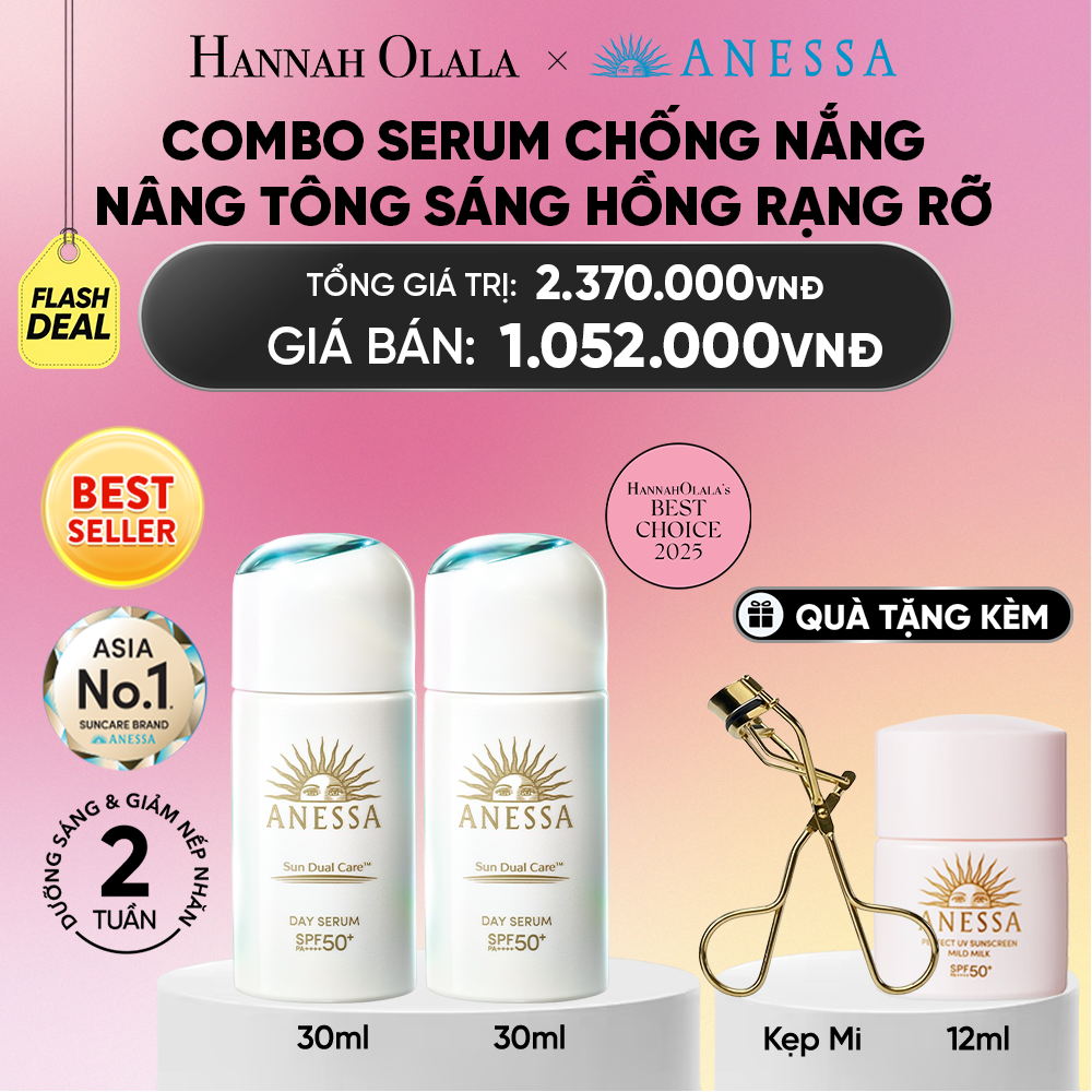  [FLASHSALE-BACK UP] COMBO SERUM CHỐNG NẮNG DƯỠNG DA NÂNG TÔNG NGĂN NGỪA LÃO HÓA ANESSA DAY SERUM SPF50+ PA++++ 30MLX2 - DEAL 17_A2337 