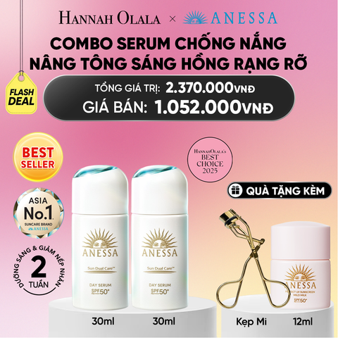 [FLASHSALE-BACK UP] COMBO SERUM CHỐNG NẮNG DƯỠNG DA NÂNG TÔNG NGĂN NGỪA LÃO HÓA ANESSA DAY SERUM SPF50+ PA++++ 30MLX2 - DEAL 17_A2337 