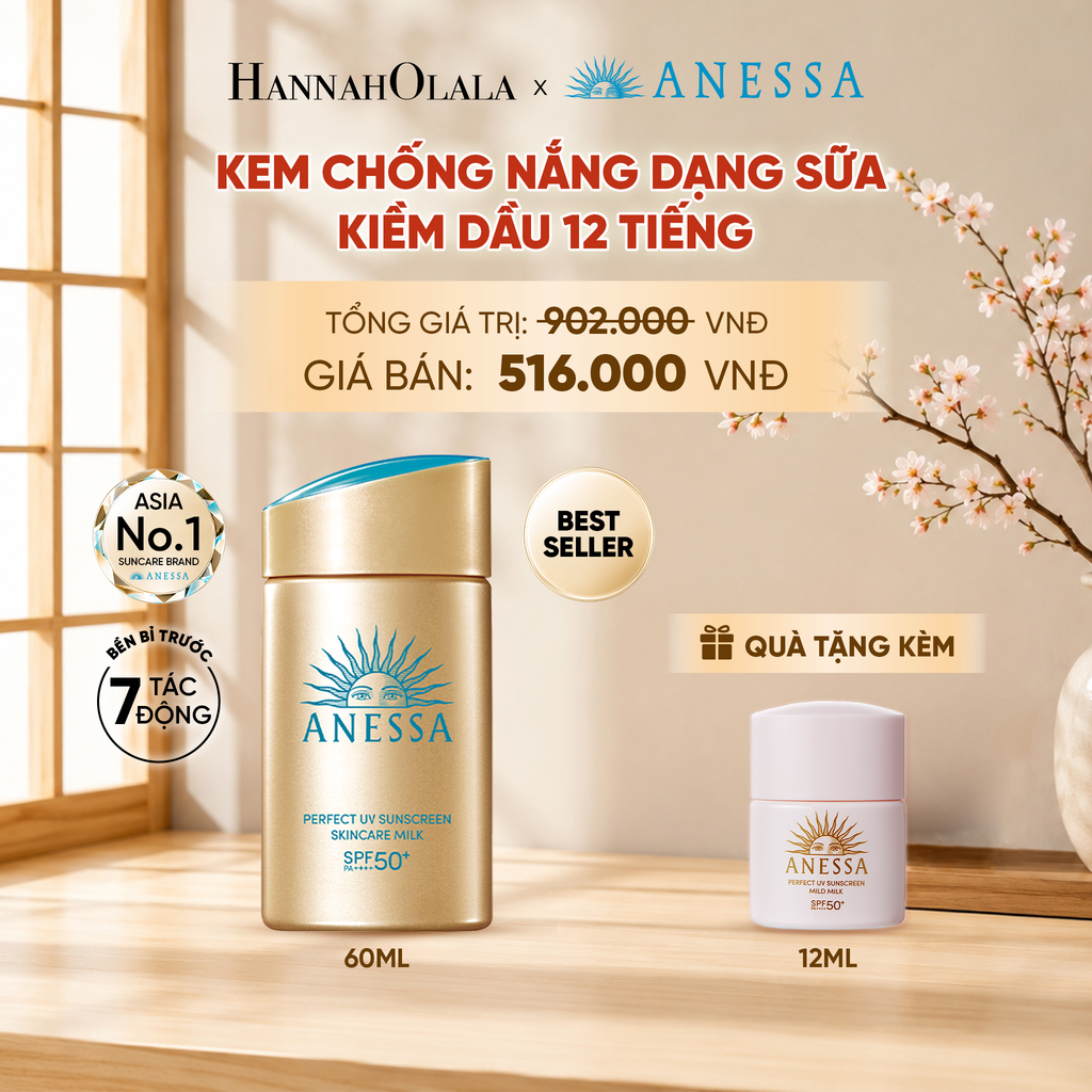  SỮA CHỐNG NẮNG DƯỠNG DA KIỀM DẦU BẢO VỆ HOÀN HẢO ANESSA GOLD MILK SPF50+ PA++++ 60ML - DEAL 17 