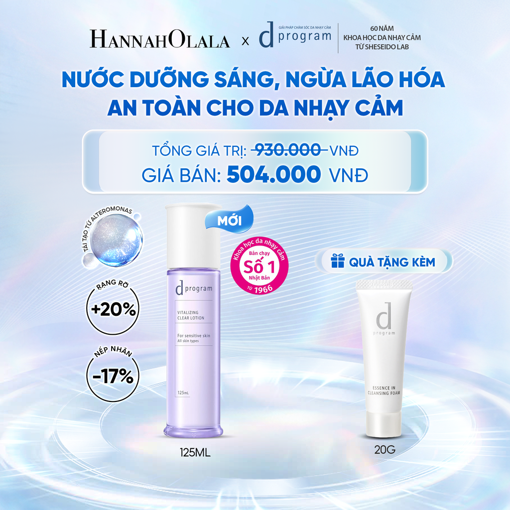  [MỚI] NƯỚC DƯỠNG ẨM SÁNG DA, CHĂM SÓC DA NHẠY CẢM & HỖ TRỢ NGĂN LÃO HÓA DPROGRAM VITALIZING CLEAR LOTION 125ML - DEAL 17 - C45 