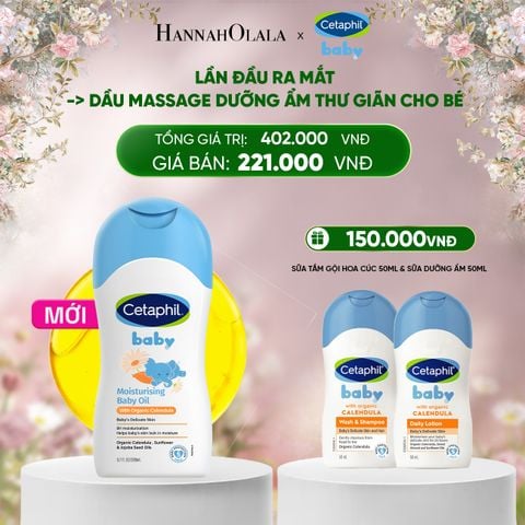  DEAL 17: DẦU MASSAGE DƯỠNG ẨM LÀM DỊU DA BÉ VỚI HOA CÚC CALENDULA HỮU CƠ CETAPHIL BABY MOISTURISING BABY OIL WITH ORGANIC CALENDULA 200ML 