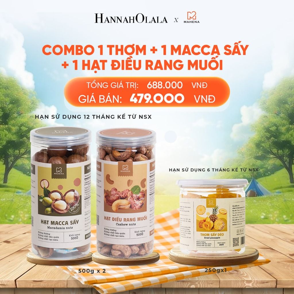  COMBO 1 THƠM, 1 MACCA, 1 ĐIỀU HŨ 500G - DEAL 17: 