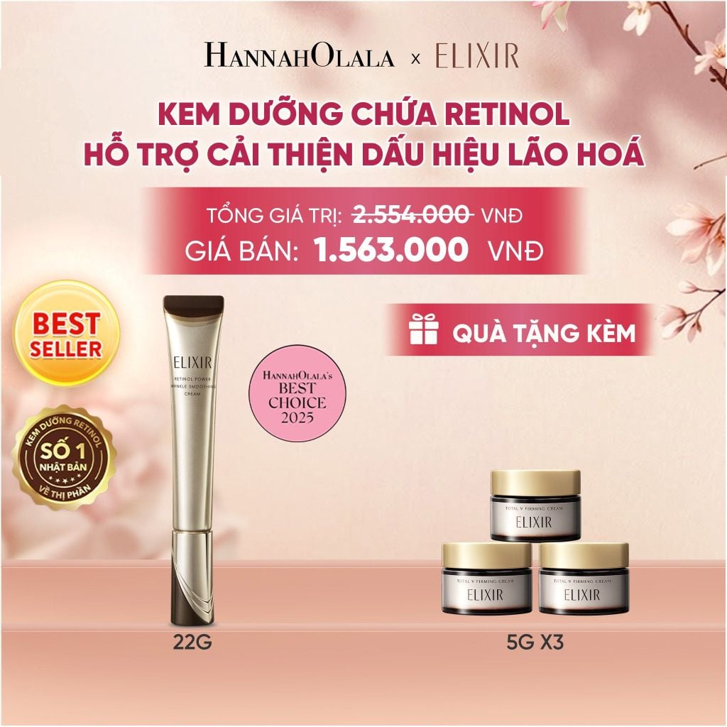  KEM DƯỠNG DA CẢI THIỆN 11 LOẠI NẾP NHĂN SÂU ELIXIR RETINOL POWER WRINKLE SMOOTHING CREAM 22G (PHIÊN BẢN CẢI TIẾN MỚI) - DEAL 17 - A1706 