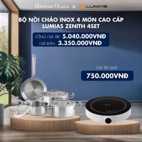  BỘ NỒI CHẢO INOX 4 MÓN CAO CẤP LUMIAS ZENITH 4SET - DEAL 18 