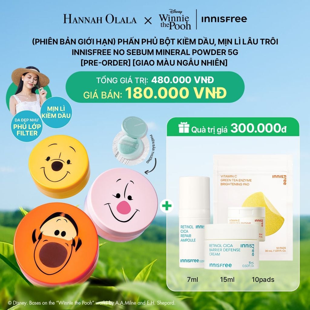  DEAL 18: PHẤN PHỦ BỘT KIỀM DẦU, MỊN LÌ LÂU TRÔI INNISFREE NO SEBUM MINERAL POWDER 1 HỘP*5G (MẪU NGẪU NHIÊN) 