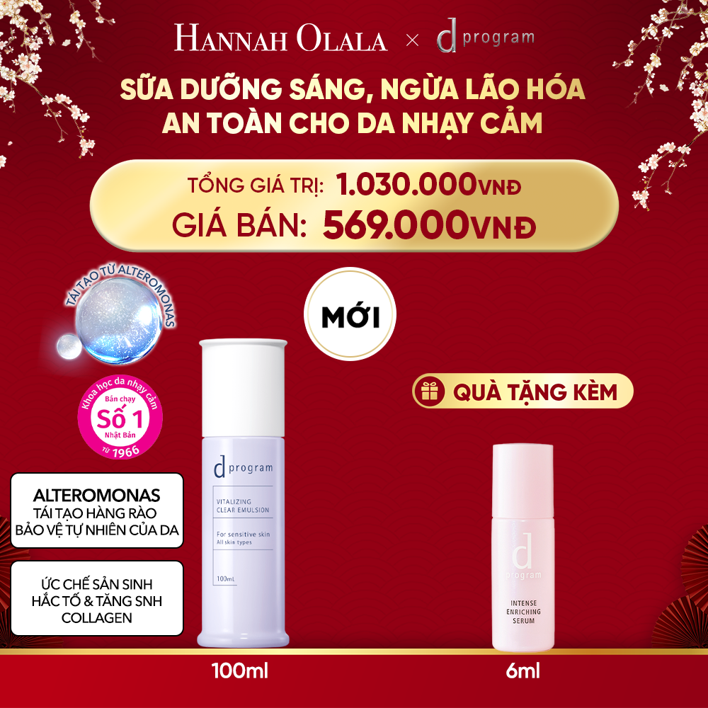  DEAL 18: [MỚI] SỮA DƯỠNG SÁNG DA, CHĂM SÓC DA NHẠY CẢM & HỖ TRỢ NGĂN LÃO HÓA DPROGRAM VITALIZING CLEAR EMULSION 100ML 