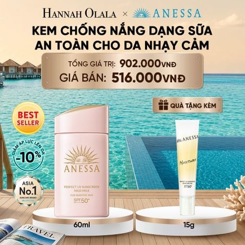  SỮA CHỐNG NẮNG DƯỠNG DA DỊU NHẸ AN TOÀN CHO DA NHẠY CẢM VÀ TRẺ EM ANESSA MILD MILK SPF50+ PA++++ 60ML - DEAL 18_ D238 