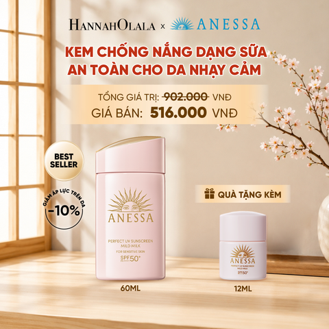  SỮA CHỐNG NẮNG DƯỠNG DA DỊU NHẸ AN TOÀN CHO DA NHẠY CẢM VÀ TRẺ EM ANESSA MILD MILK SPF50+ PA++++ 60ML - DEAL 18 