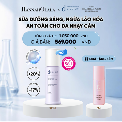  [MỚI] SỮA DƯỠNG SÁNG DA, CHĂM SÓC DA NHẠY CẢM & HỖ TRỢ NGĂN LÃO HÓA DPROGRAM VITALIZING CLEAR EMULSION 100ML - DEAL 18 