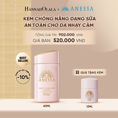  SỮA CHỐNG NẮNG DƯỠNG DA DỊU NHẸ AN TOÀN CHO DA NHẠY CẢM VÀ TRẺ EM ANESSA MILD MILK SPF50+ PA++++ 60ML - DEAL 18 - A1237 
