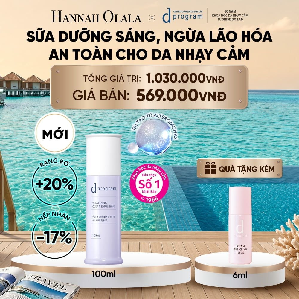  [MỚI] SỮA DƯỠNG SÁNG DA, CHĂM SÓC DA NHẠY CẢM & HỖ TRỢ NGĂN LÃO HÓA DPROGRAM VITALIZING CLEAR EMULSION 100ML - DEAL 18_ D2112 