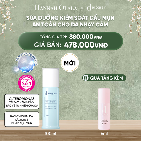  DEAL 18: [MỚI] SỮA DƯỠNG ẨM KIỀM DẦU NGỪA MỤN CHO DA NHẠY CẢM DPROGRAM BALANCING ACNE CARE EMULSION 100ML 