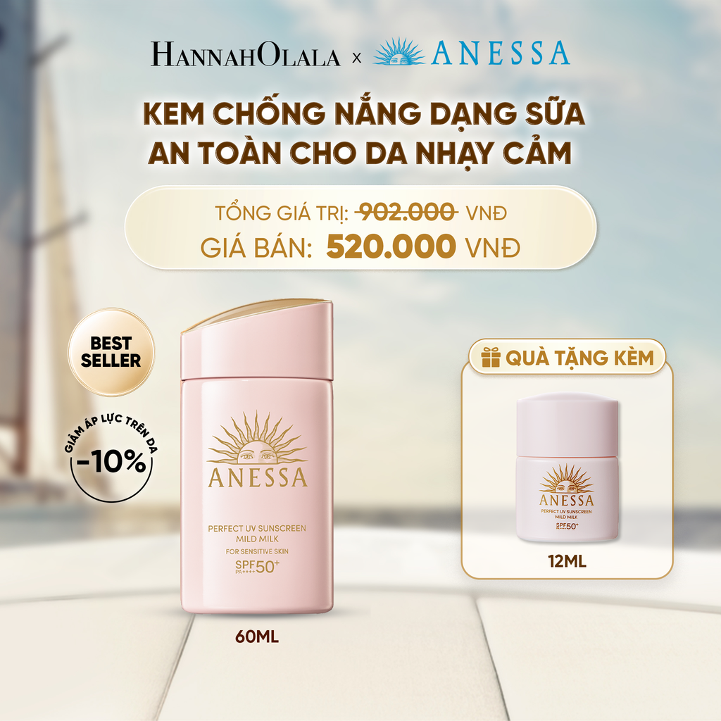  SỮA CHỐNG NẮNG DƯỠNG DA DỊU NHẸ AN TOÀN CHO DA NHẠY CẢM VÀ TRẺ EM ANESSA MILD MILK SPF50+ PA++++ 60ML - DEAL 18 