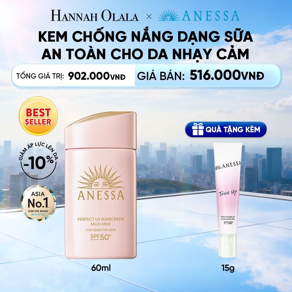  SỮA CHỐNG NẮNG DƯỠNG DA DỊU NHẸ AN TOÀN CHO DA NHẠY CẢM VÀ TRẺ EM ANESSA MILD MILK SPF50+ PA++++ 60ML - DEAL 18 