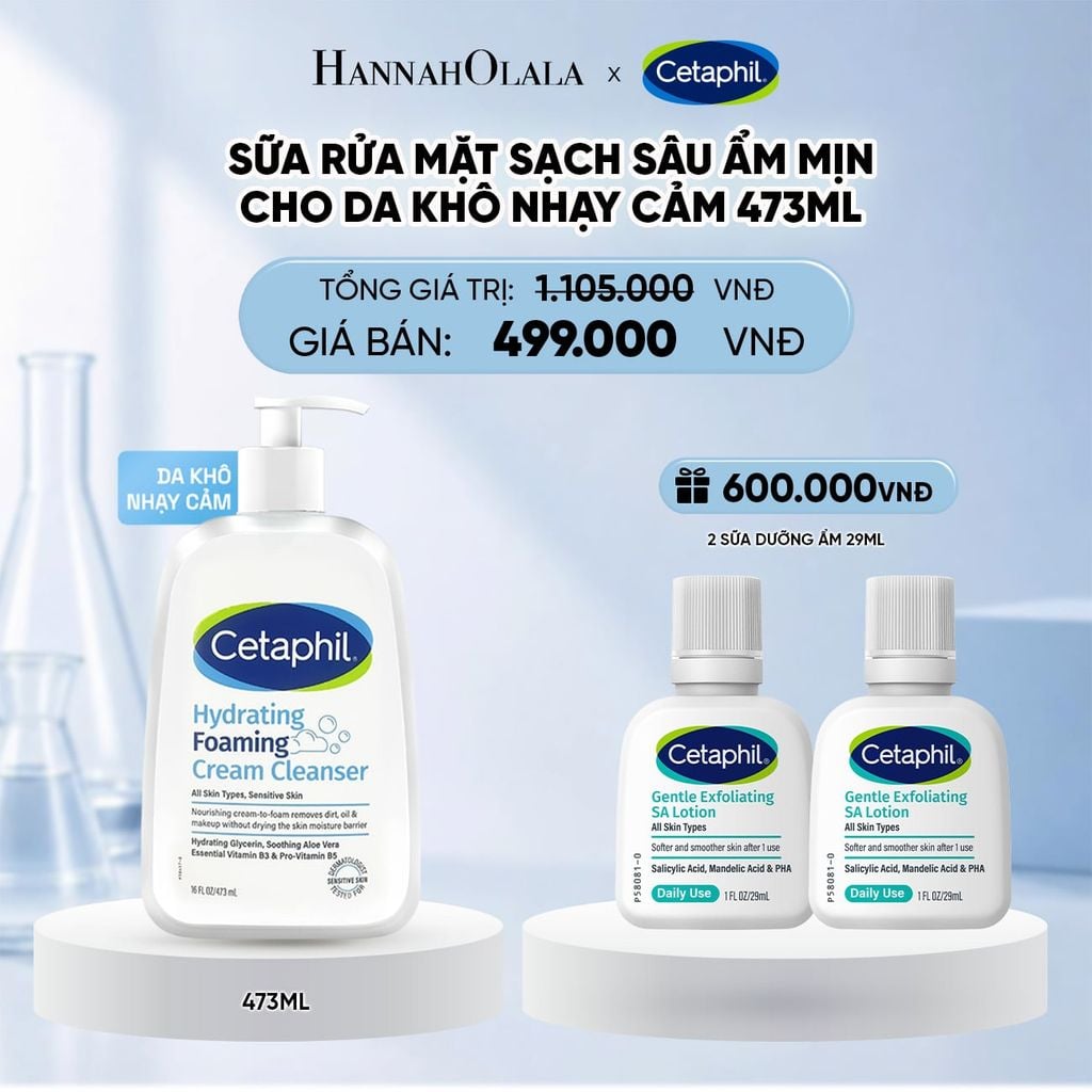  SỮA RỬA MẶT TẠO BỌT DỊU LÀNH CHO DA KHÔ NHẠY CẢM CETAPHIL HYDRATING FOAMING CREAM CLEANSER 473ML DEAL 18: 
